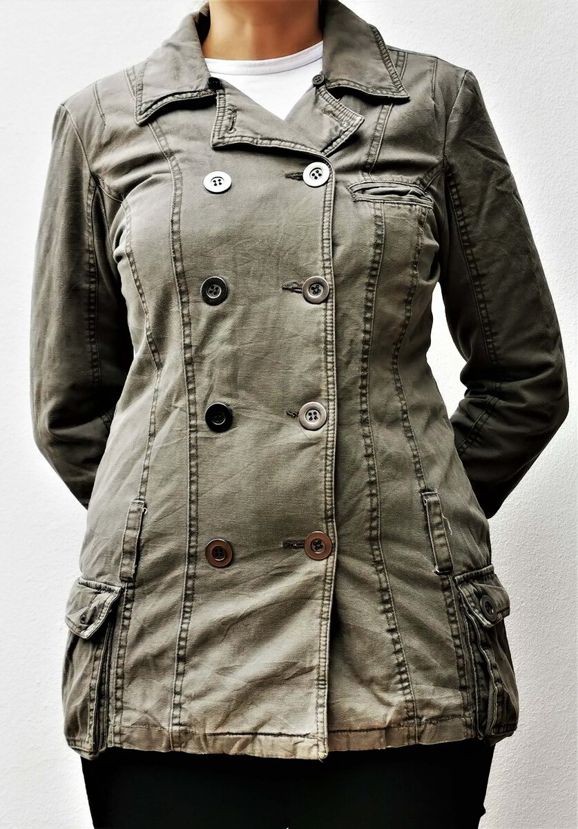 double breasted khaki coat