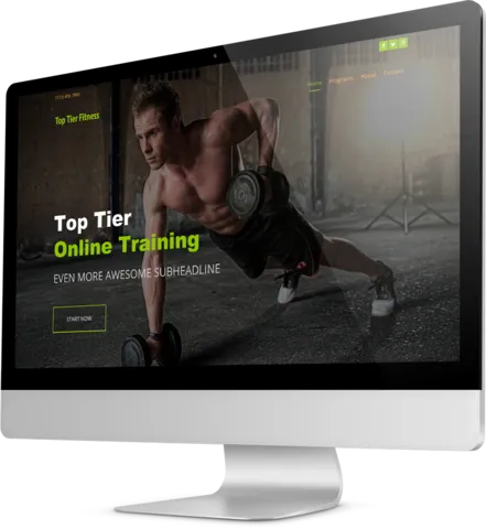 Personal trainer website template Desktop view of a Template