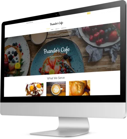 Cafe website template Desktop view of a Template