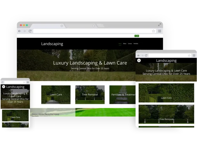 Landscaping templates - template shown on Desktop, Tablet, and Mobile views.