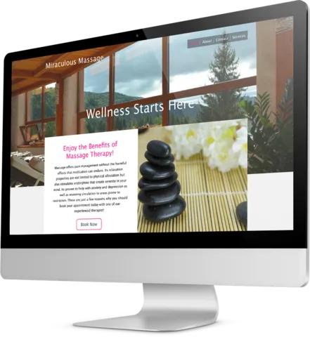 Massage therapist website template Desktop view of a Template