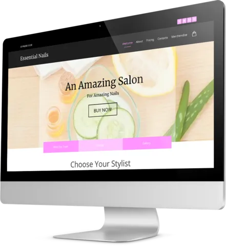 Nail salon website template Desktop view of a Template