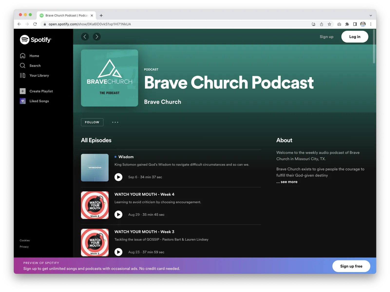 Brave Church Spotify