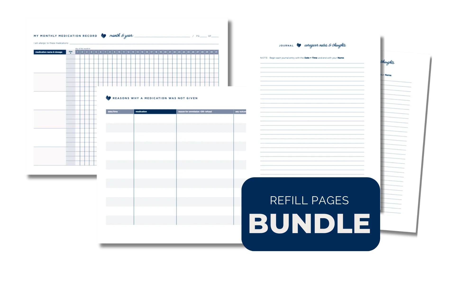 Bundle Journal and Routine Medication Refill Pages 