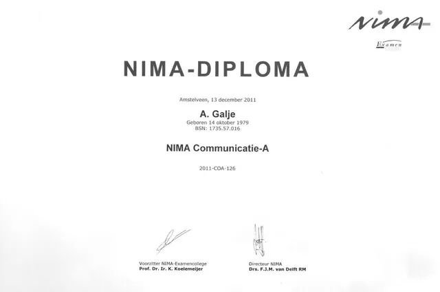 NIMA Communicatie-A certificaat