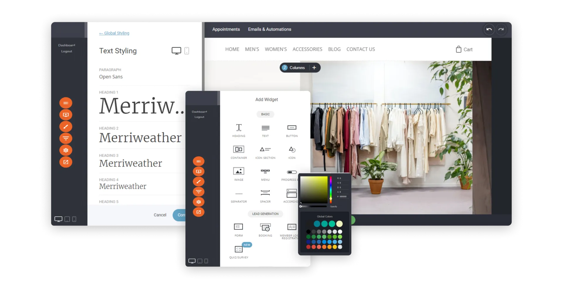Drag and drop website builder sites more