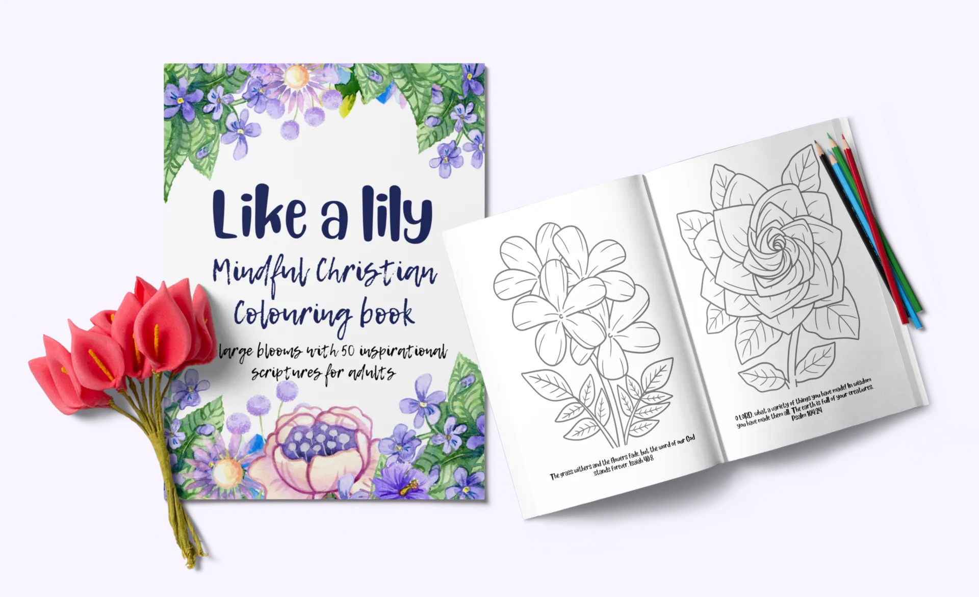 Like a lily: Mindful Christian Colouring book for adults and children