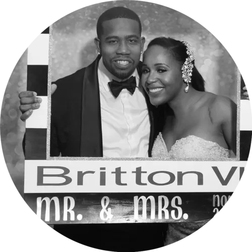 black and white glam filter with bride and groom