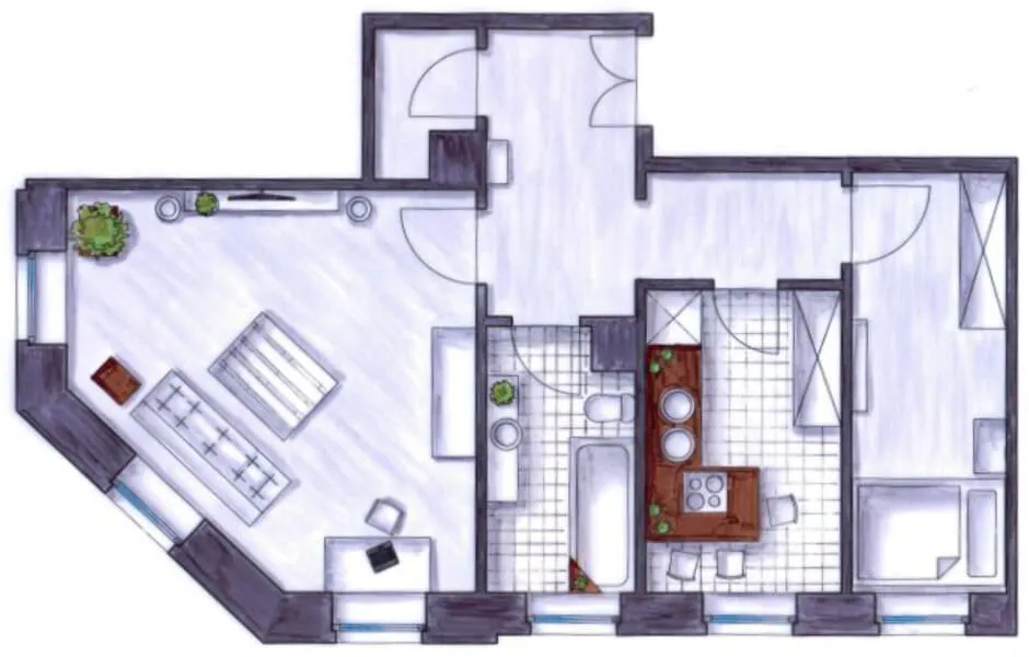 Apartment Corner Suite Grundriss