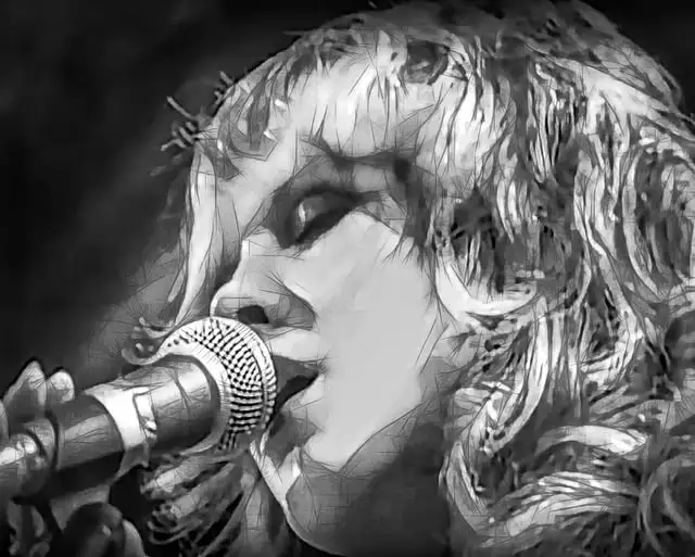 Sketched image of a woman singing