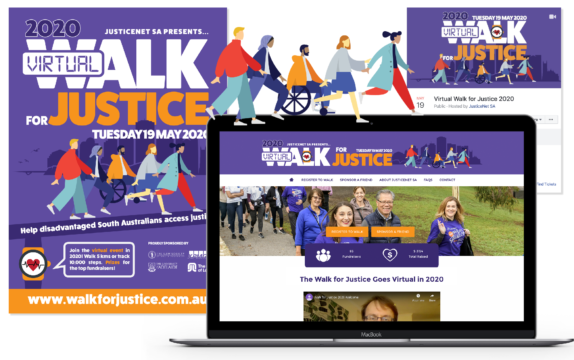 The (Virtual) Walk for Justice branding and design donated by Website Serious