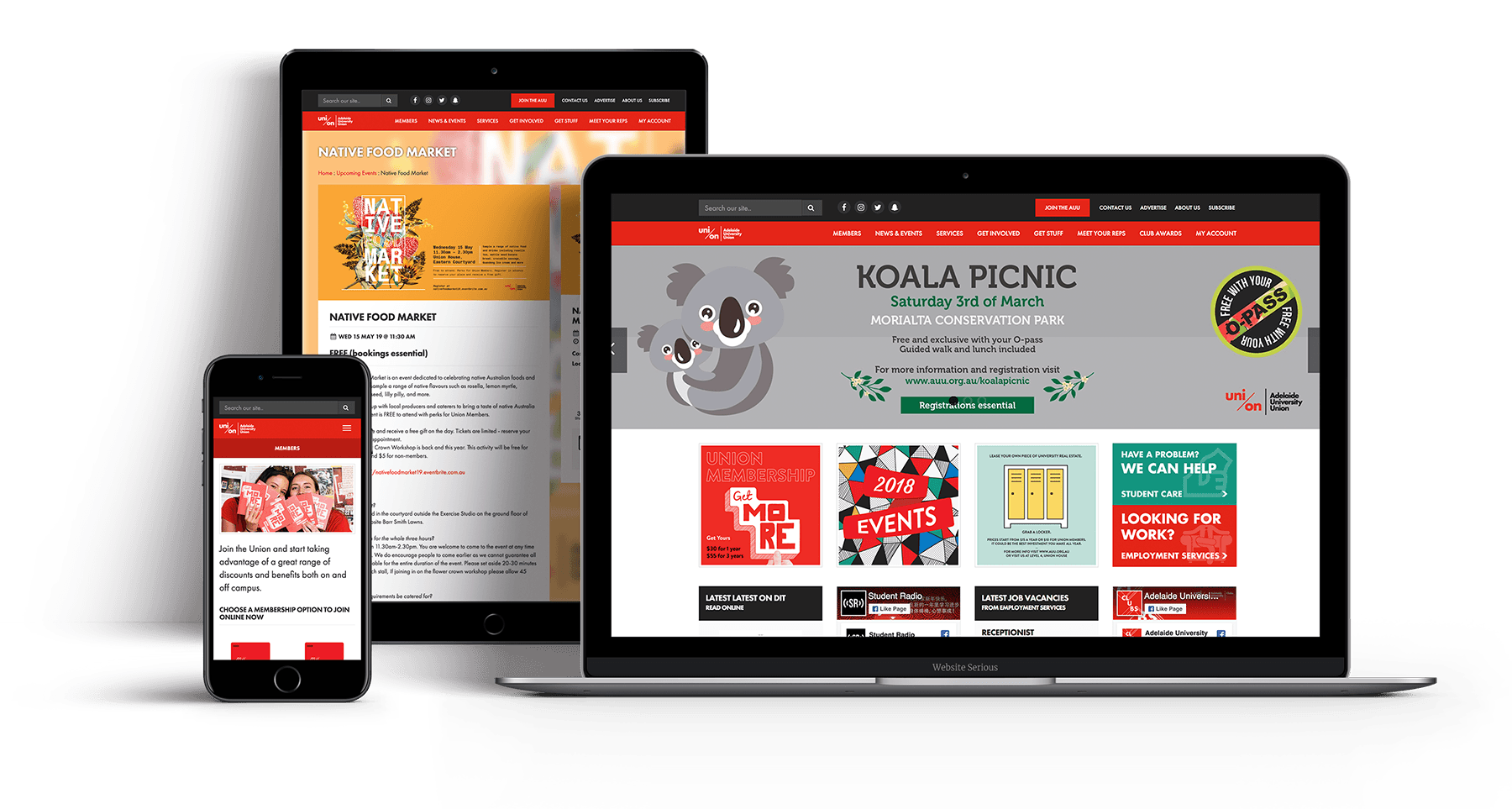 Website Serious makes website for Adelaide University Union, Adelaide websites, custom web applications