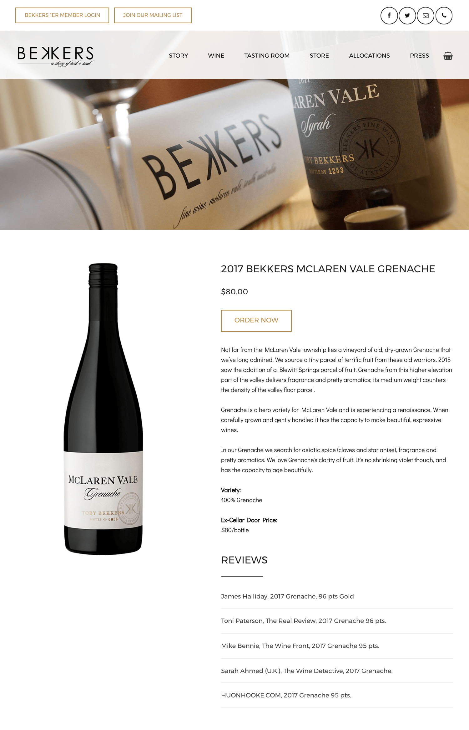 Bekkers Wine website, by Website Serious