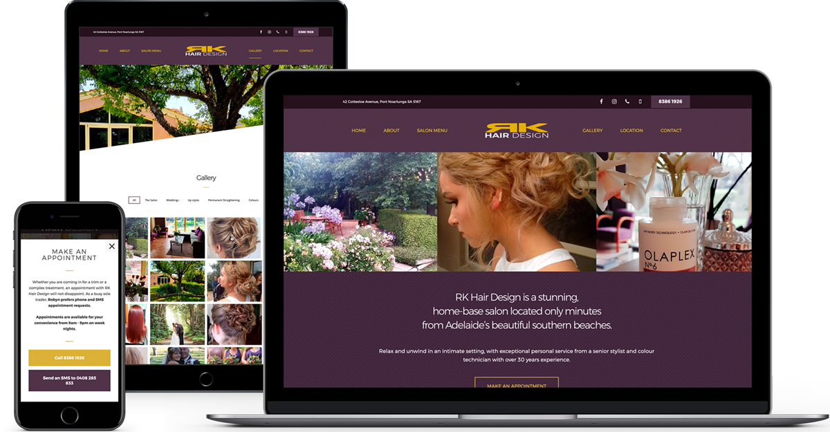 Rk Hair Design website by Website Serious