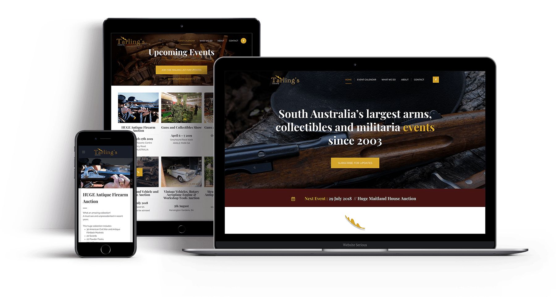 Tarlings Events website by Website Serious