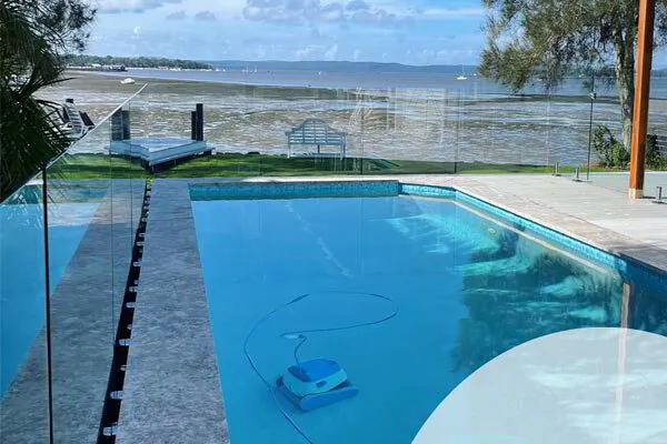 Pool glass fences can be restored then sealed to cut down on cleaning and to keep them looking like new.