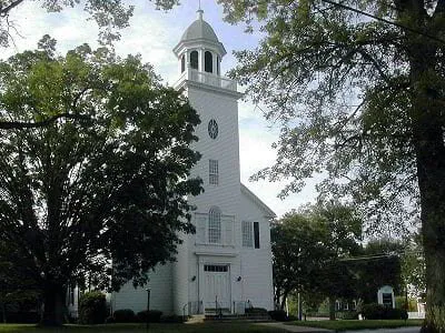 White Church with Trees
