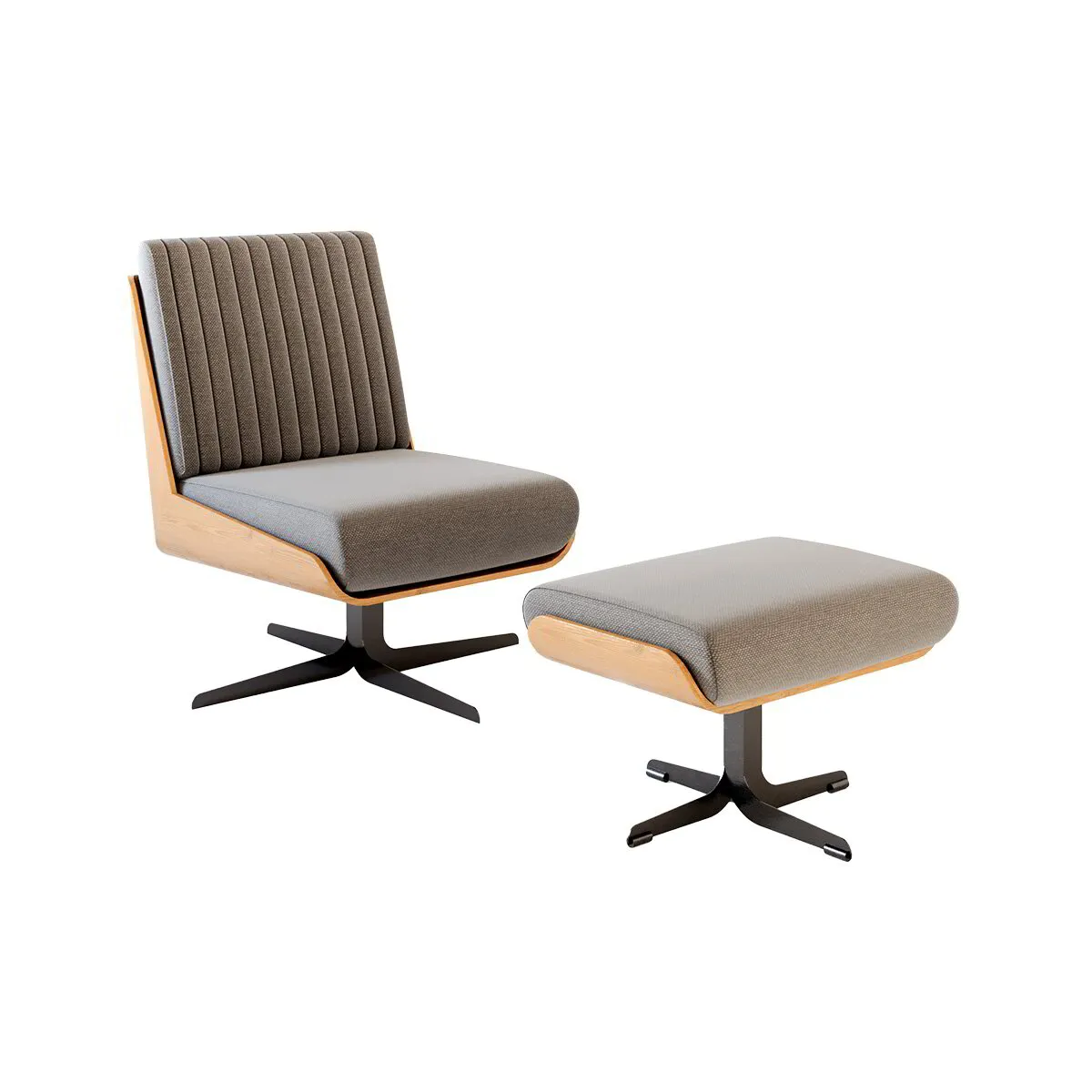 Le Mans Swivel Lounge Chair - Vertical Ribbed