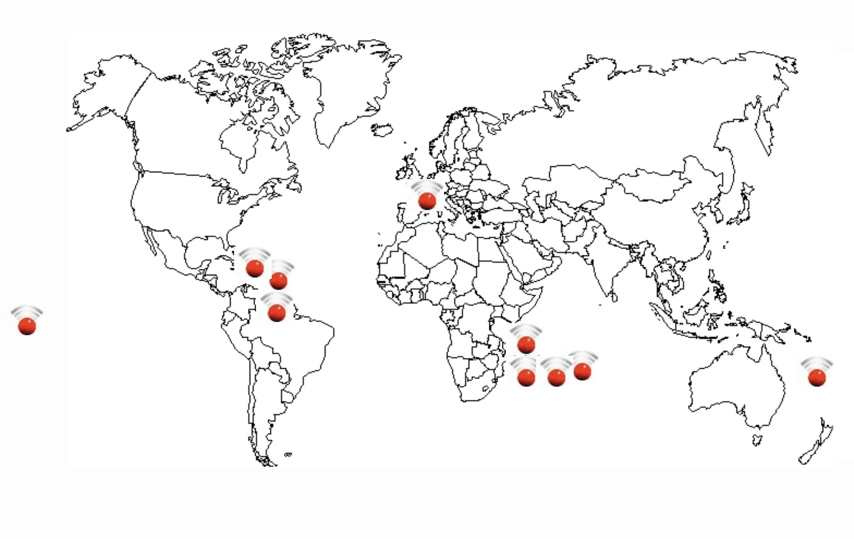 Carte mondiale des implantations de visioconférence par ALCOM