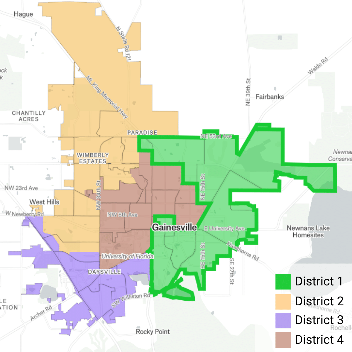 The New Gainesville City Commission Districts Explained