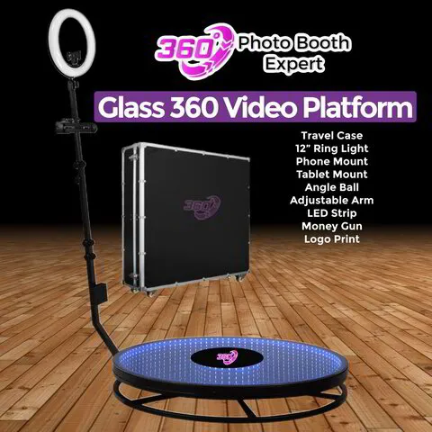 glass 360 photo booth platform for sale