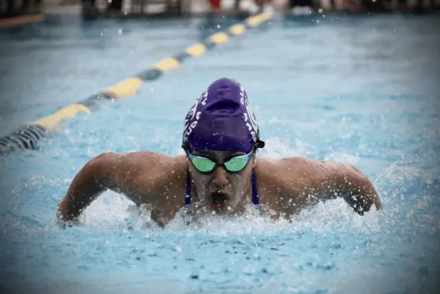 Swimming with swim cap