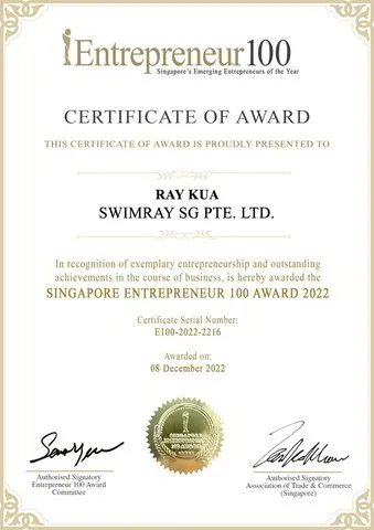 SwimRay Condo Swimming Lesosns Entrepreneur 100 Award