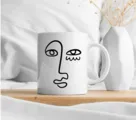 Ceramic Mug Set - Face Doodle