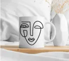 Ceramic Mug Set - Face Doodle