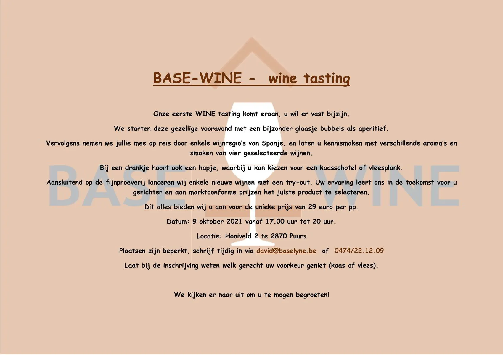 Wine Tasting 09/10/2021! Inschrijven nu mogelijk!