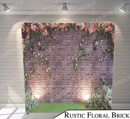 rustic floral brick - photobooth rental - backdrop option
