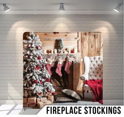 fireplace stockings - photobooth rental - backdrop options