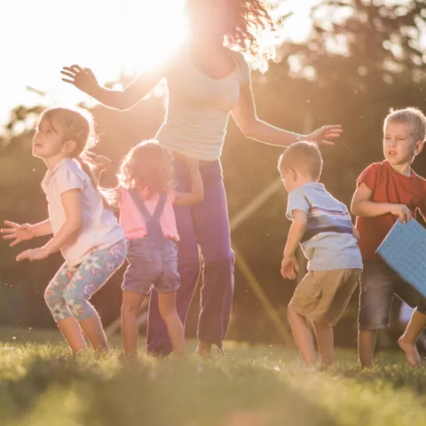 Kids moving their bodies to reduce stress 
