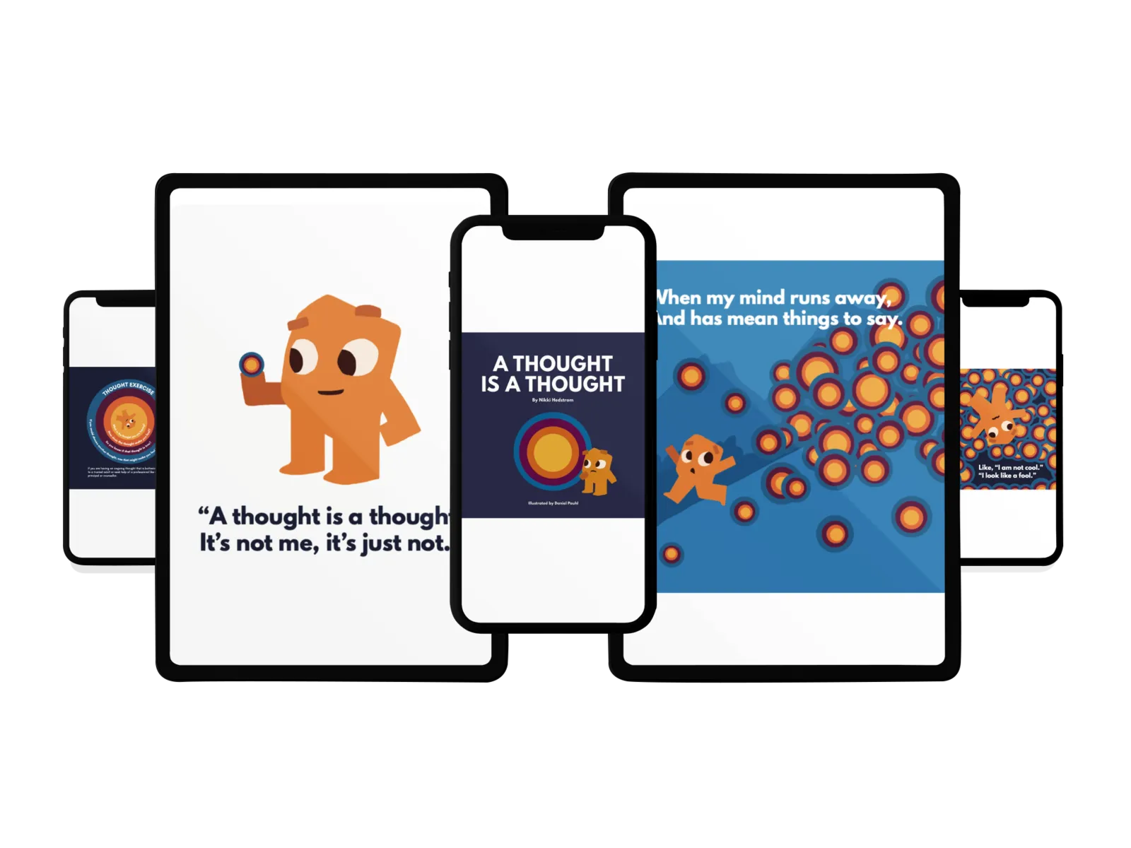 Kids book about mindfulness on tablet and iPhone