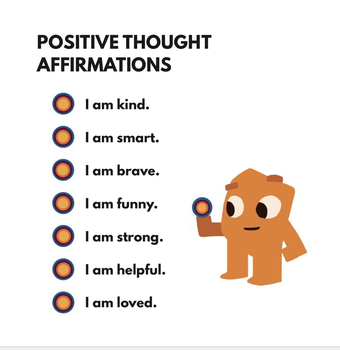 Positive Thoughts For Kids Positive Thought Affirmations For Kids