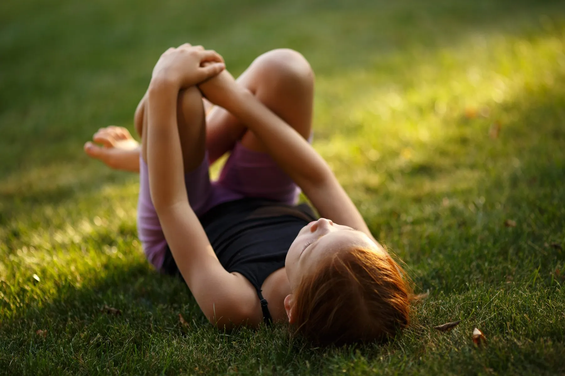 Child doing breathing exercise to reduce anxiety