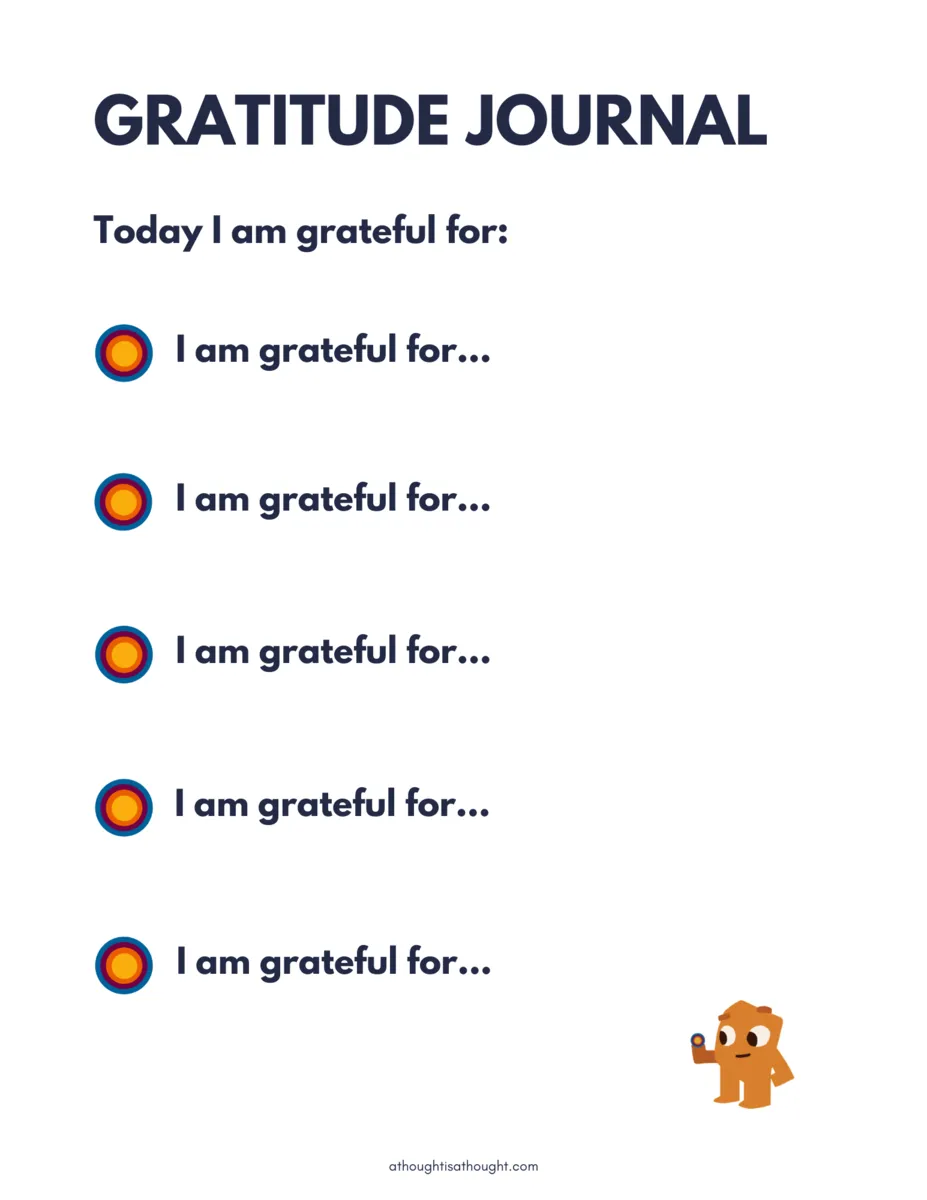 Free gratitude journal worksheet for kids 