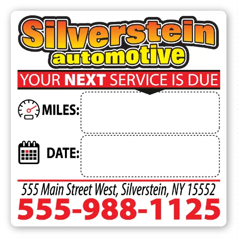 personalized custom full color oil change reminder service sticker