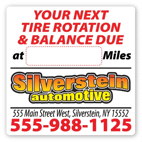 personalized custom full color tire rotation reminder service sticker