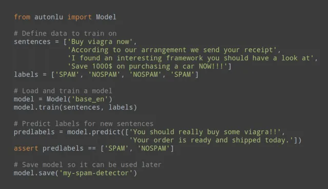 AutoNLU code example - Train a Single-Label Model