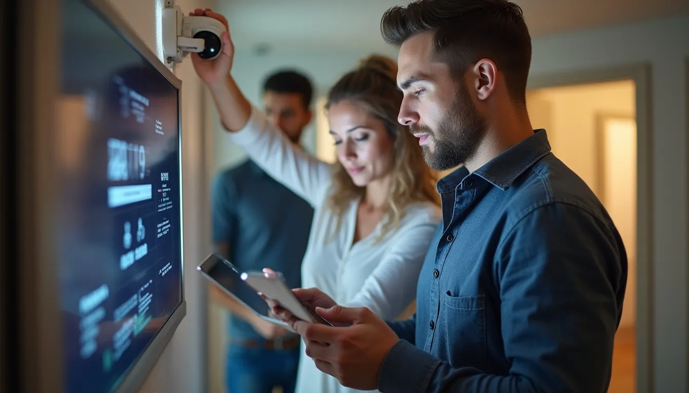 Smart home automation control panel managing lighting, climate, and security by V Power Solutions