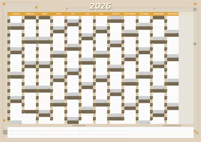 Jahresplaner 2026 kostenlos | PDF Wandkalender A3–A1