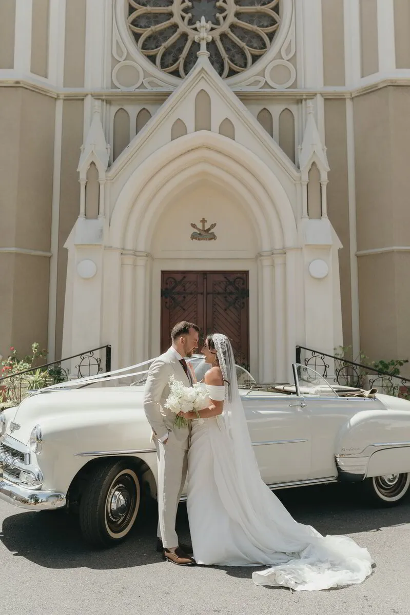 Story-driven wedding couple portrait