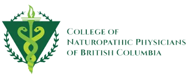 Logo of the College of Naturopathic Physicians of British Columbia with a green emblem and text.