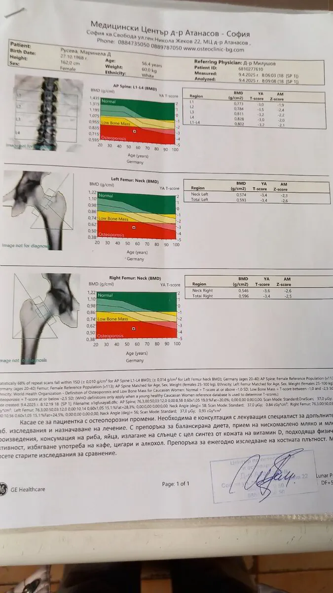 Начално DEXA измерване на Маринела