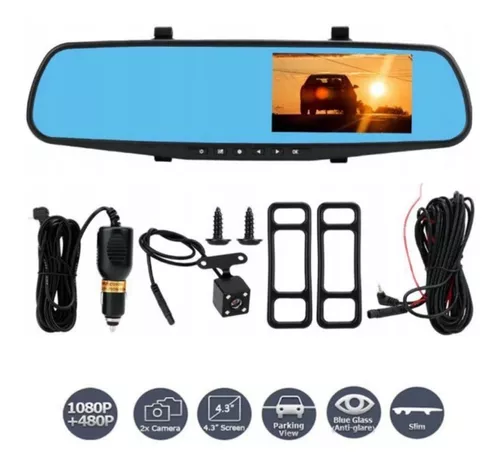 Espejo Retrovisor Doble Cámara Pantalla 4.3'' Full Hd Carro