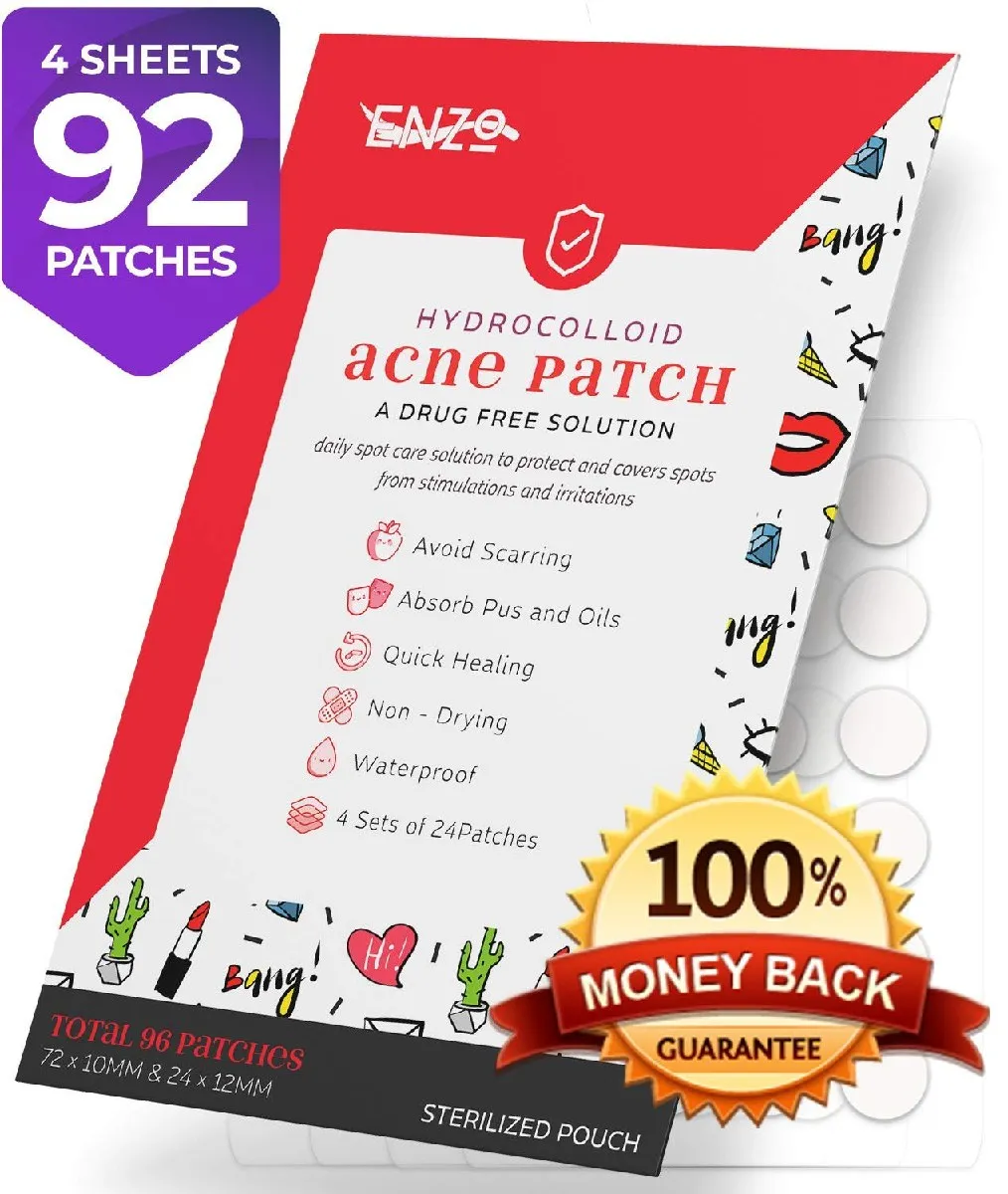 Master Acne Pimple Patches Hydrocolloid Patches 96 Count (4 Sets of 24 Patchs) 
