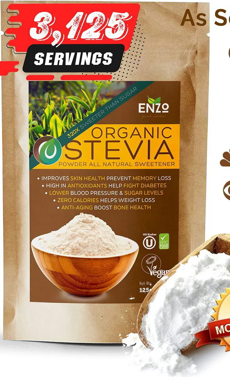 SuperSweet Organic Stevia Powder 4.4oz (125g) - 320x Sweeter than Sugar
