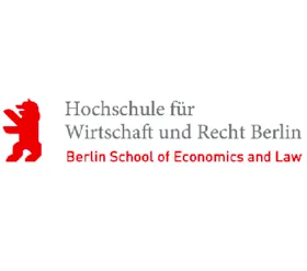 Logo of the Berlin School of Economics and Law including a drawing of a red bear
