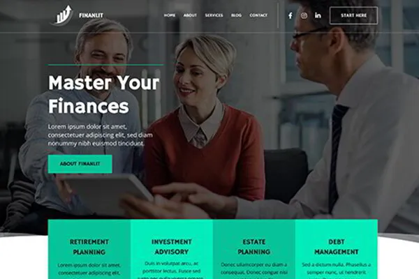 Financial Website Home Page